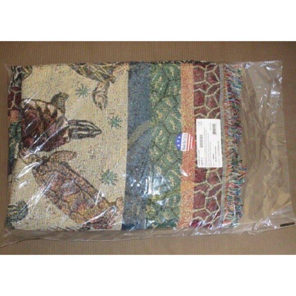 New Turtles Heavy Afghan Woven Cotton Throw Blanket Green Turtle Painted Box NIP - Picture 2 of 2